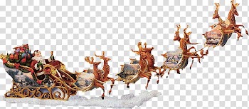 CHRISTMAS MEGA, Santa Claus riding sleight with reindeers transparent background PNG clipart