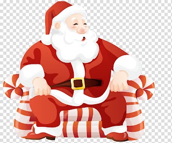 CHRISTMAS MEGA, sitting Santa Claus illustration transparent background PNG clipart