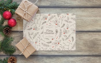 Christmas mockup with cover or letter Free Psd