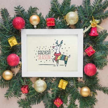 Christmas mockup with frame Free Psd