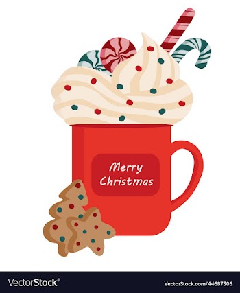 christmas mug with cream lollipops candy cane