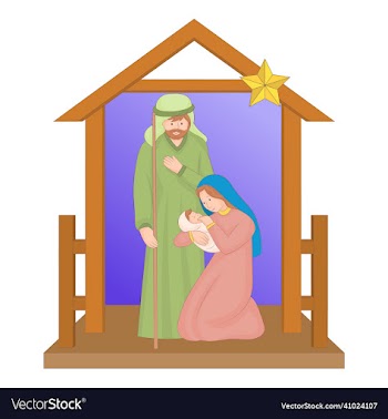 christmas nativity scene with baby jesus mary