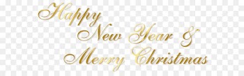 Christmas New Year's Day Clip art - Gold Happy New Year and Merry Christmas PNG Text 