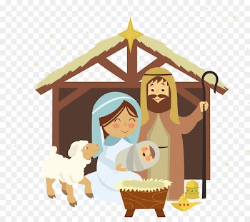 Christmas Novena of aguinaldos Nativity scene Manger - Vector Jesus with a woman 