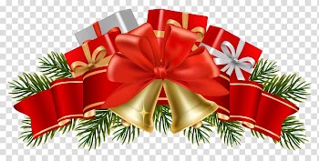 Christmas ornament Christmas decoration Christmas tree, Christmas Decor with Bells , ribbon bow and bells illustration transparent background PNG clipart