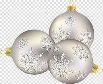 Christmas ornament Christmas decoration Snowflake, Silver Christmas ball transparent background PNG clipart