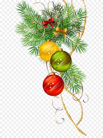 Christmas ornament Icon Clip art - Three Christmas Balls with Pine Branch Clipart 
