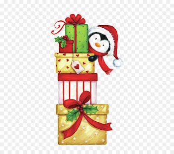 Christmas ornament Santa Claus Clip art - Cartoon Christmas penguin feeding 