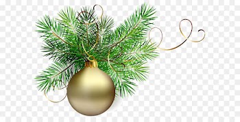 Christmas ornament Santa Claus Clip art - Transparent Gold Christmas Ball with Pine Clipart 