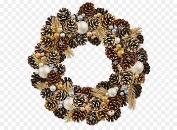 Christmas ornament Wreath Garland Clip art - Transparent Christmas Pinecone Wreath with Pearls Clipart 