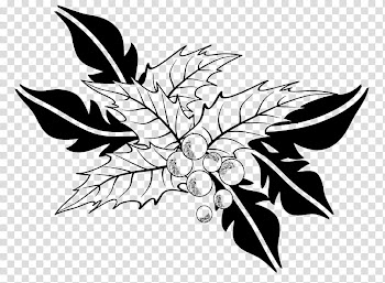 Christmas ornaments brushes, black and white mistletoe transparent background PNG clipart