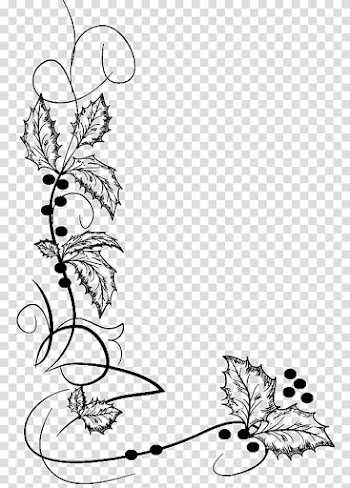 Christmas ornaments brushes, black floral vine transparent background PNG clipart