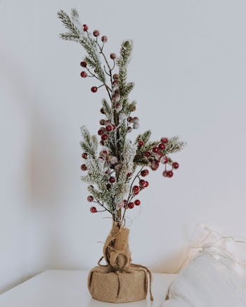 Christmas Ornaments on Top of Side Table