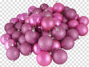 Christmas, pile of pink Christmas baubles transparent background PNG clipart