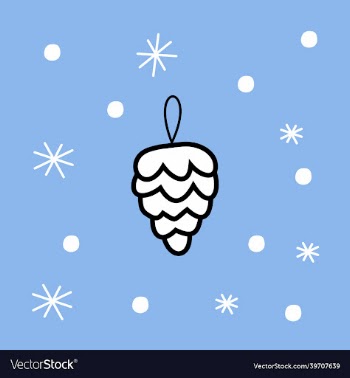 christmas pine cone - in flat style