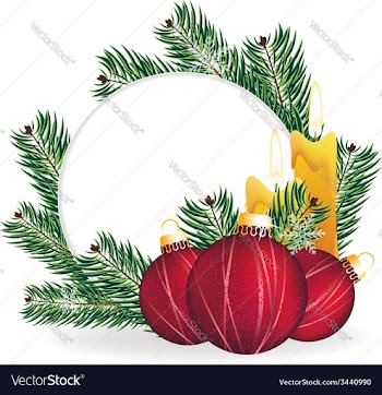 Christmas pine wreath and decorations vector image