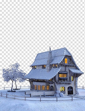 Christmas Pixel Snowflake Illustration, Cabin in the woods transparent background PNG clipart