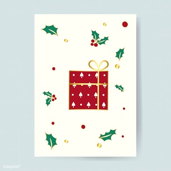 Christmas present with a golden ribbon card v.. | Free stock vector - 503488