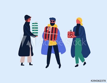 Christmas presents buying flat vector illustration