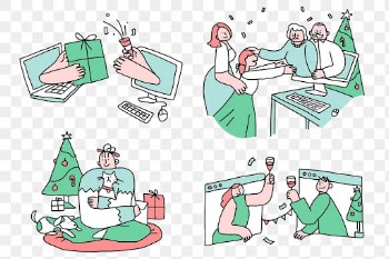 Christmas quarantine png new normal lifestyle character collection