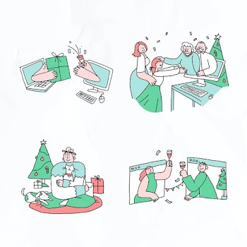 Christmas quarantine psd new normal lifestyle character collection