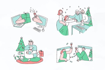 Christmas quarantine vector new normal lifestyle character collection