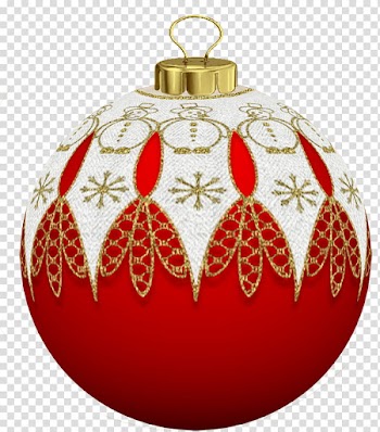 Christmas, red and white bauble transparent background PNG clipart