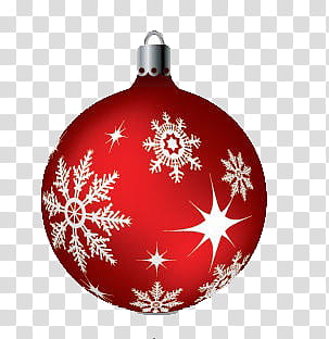 Christmas, red and white Christmas bauble transparent background PNG clipart