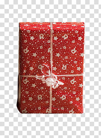 CHRISTMAS, red and white floral gift box transparent background PNG clipart