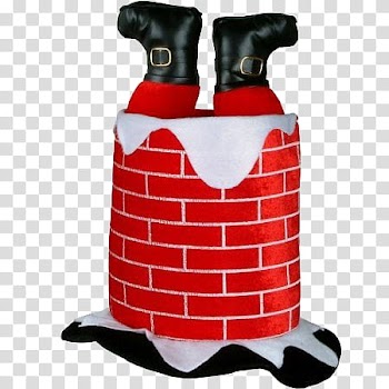 Christmas, red and white Santa Claus in chimney-themed hat transparent background PNG clipart