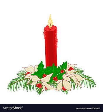 Christmas red candle with boughs of holly vector image