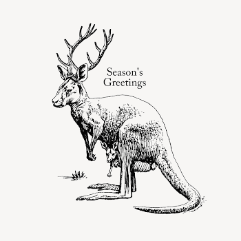Christmas reindeer collage element, drawing | Free Vector - rawpixel