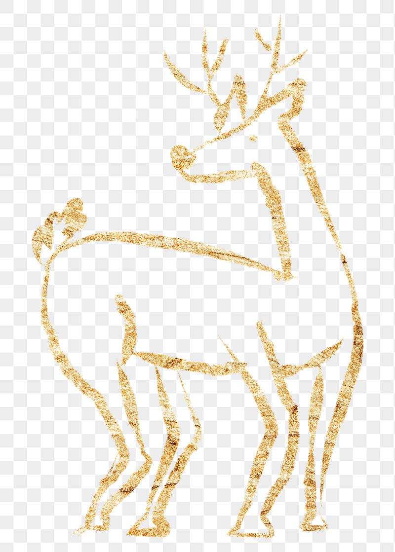 Christmas reindeer png sticker, gold | Free PNG Illustration - rawpixel