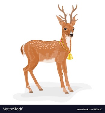 Christmas reindeer polar animal with bell vector image