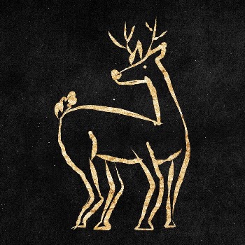 Christmas reindeer sticker, gold aesthetic | Free PSD Illustration - rawpixel