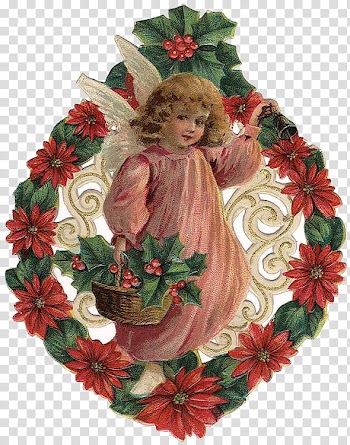 Christmas Resource , angel with flower illustration transparent background PNG clipart