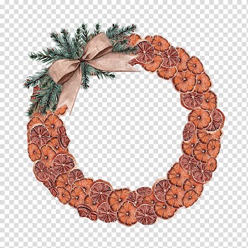 Christmas Resource , brown floral wreath transparent background PNG clipart