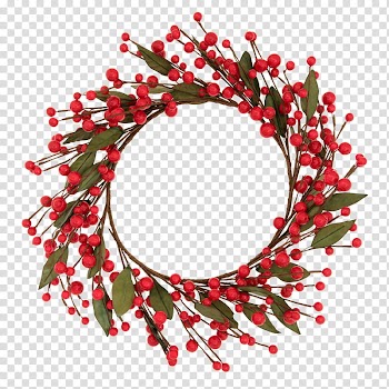 Christmas Resource , red cherries wreath transparent background PNG clipart