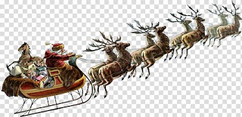 Christmas Resource , Santa Claus on sled pulled transparent background PNG clipart