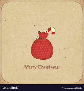  					Christmas retro postcard with gift bag vector&nbsp;image														