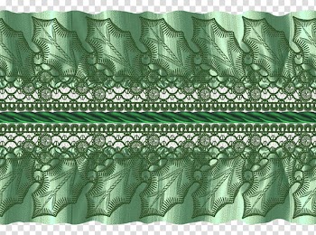 Christmas ribbons, green and white floral textile transparent background PNG clipart