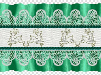 Christmas ribbons, white and reindeer printed textile transparent background PNG clipart