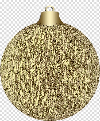 Christmas, round gold Christmas bauble transparent background PNG clipart