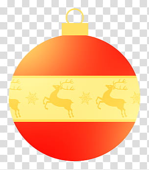 CHRISTMAS, round red and yellow deer bauble illustration transparent background PNG clipart