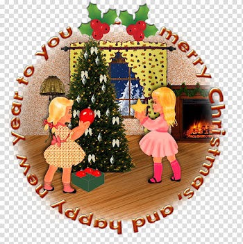 Christmas s, illustration of two yellow haired girls transparent background PNG clipart
