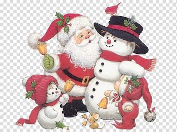 Christmas s, Santa Claus holding snowman transparent background PNG clipart