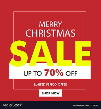 Christmas sale banner with discount vector image