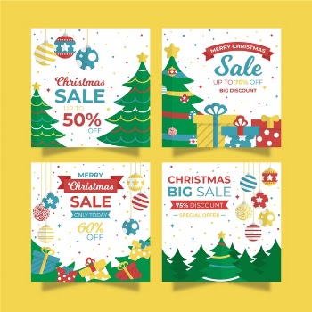 Christmas sale instagram post collection Free Vector