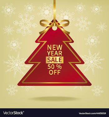 christmas sale red price tag and gold ribbon