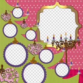 Christmas Scrapbook Layout, multicolored frame transparent background PNG clipart